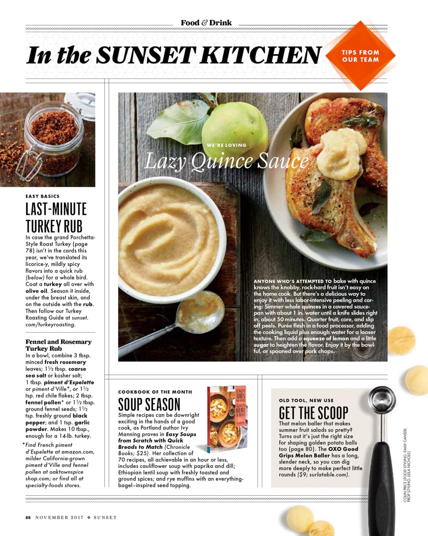 Tear sheet taken by Colin Price for Sunset Magazine's In the Sunset Kitchen section.