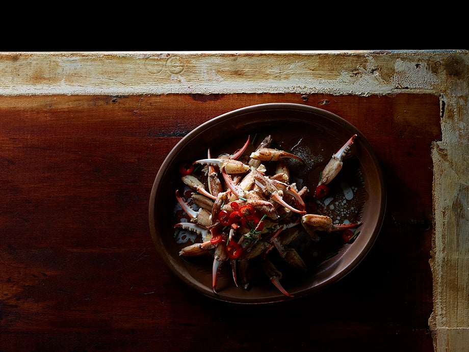 A crab dish photographed by Dick Patrick. 