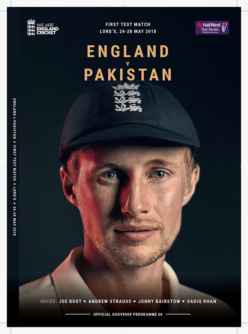 Tear sheet of the England and Wales Cricket Board match day programs photographed by Jon Enoch