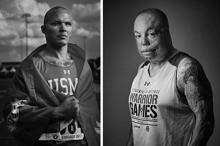 Portraits of two men participating in the Warrior Games, photo by Darren Hauck.