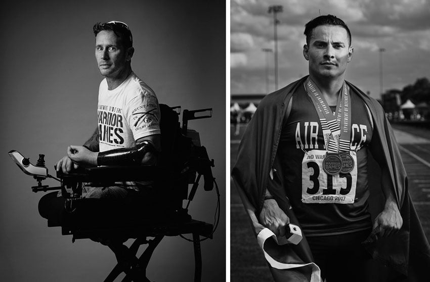 Portraits of two men participating in the Warrior Games, photo by Darren Hauck.
