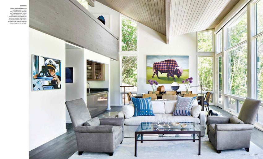 Tear sheet showing a fun interior of a luxurious home, photo by David Patterson.
