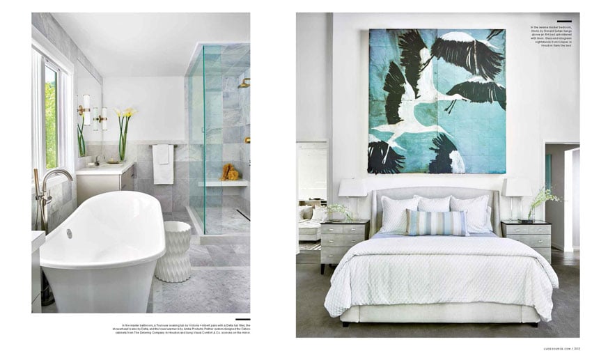 Tear sheet showing an elegant and clean interior of a luxurious home, photo by David Patterson.
