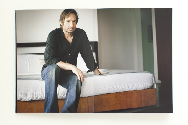 Page from photographer Stephanie Diani print portfolio book showing a portrait of actor David Duchovny.