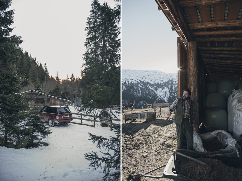 A cabin in the woods and man on his farm somewher in the snowy mountains, photo by Dirk Bruniecki.