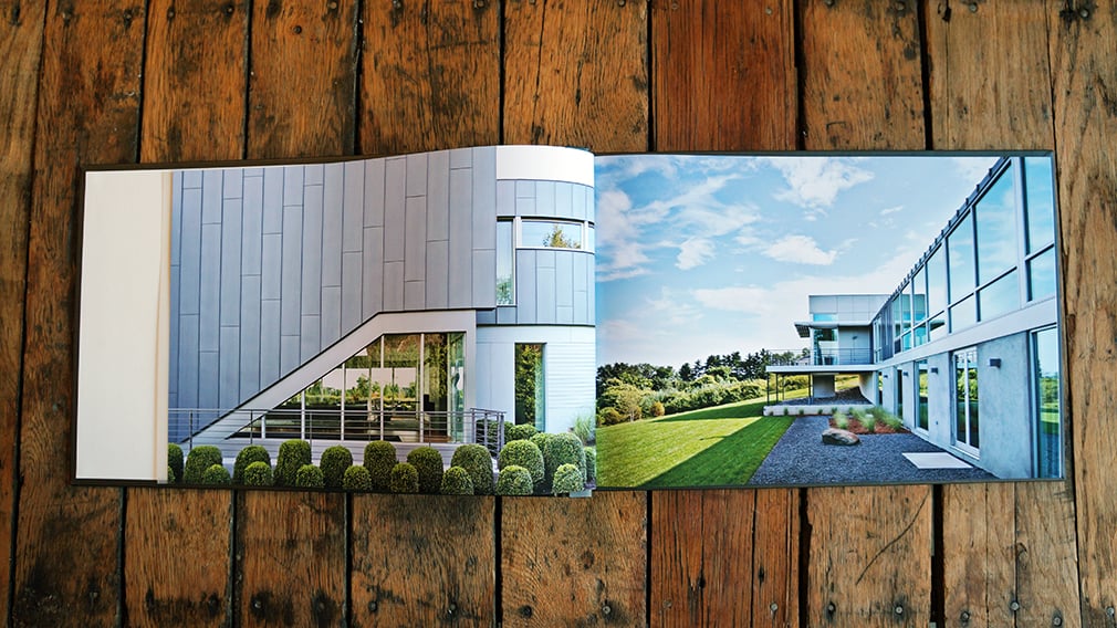 A page in Donna Dotan's portfolio featuring the building up close. 