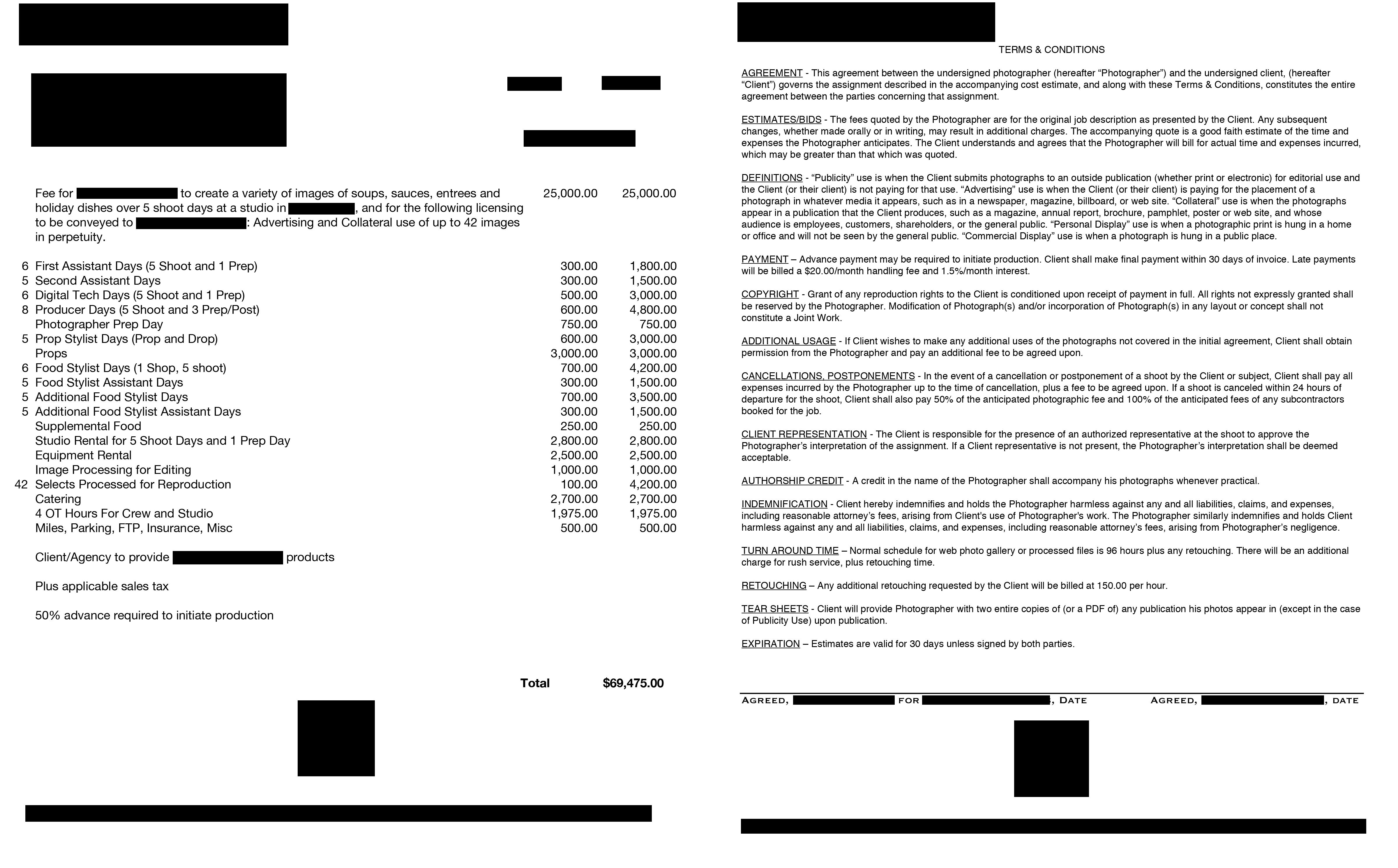 Pricing & Negotiating with Estimate Terms Redacted