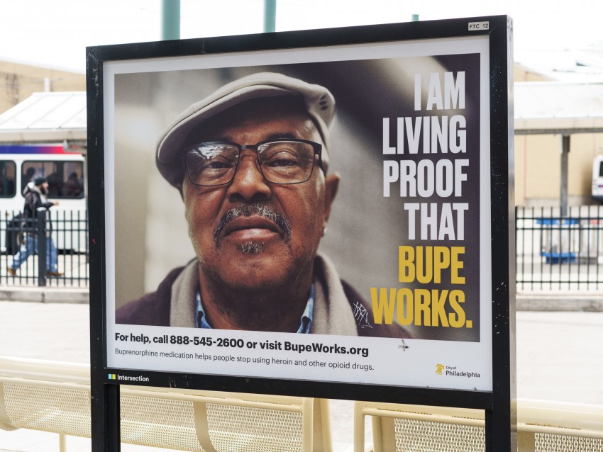 Example of Gene Smirnov's portraiture as used on a BUPE billboard in a Philadelphia transit terminal