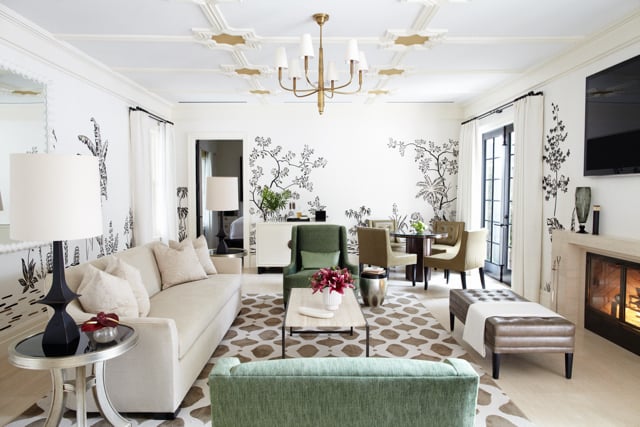 Sitting area shot by Los Angeles-based interior, travel, and celebrity photographer Joe Schmelzer for Hotel Bel-Air