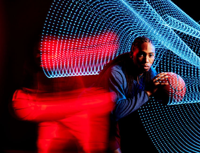 A portrait of a basketball player, shot by Jon Enoch.