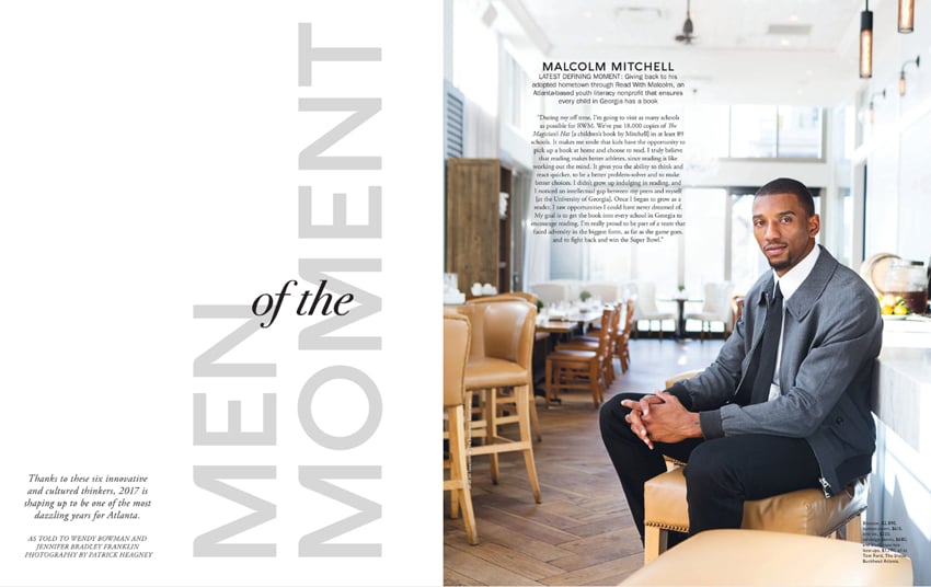 Tearsheet featuring a portrait of Malcom Mitchell for Modern Luxury Magazine, image by Patrick Heagney.