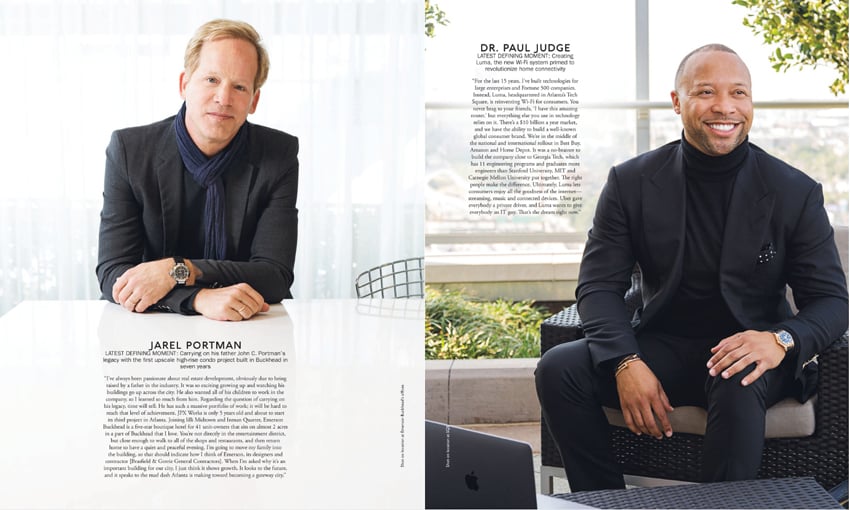 Tearsheet featuring portraits of Jarel Portman and Dr. Paul Judge for Modern Luxury Magazine.