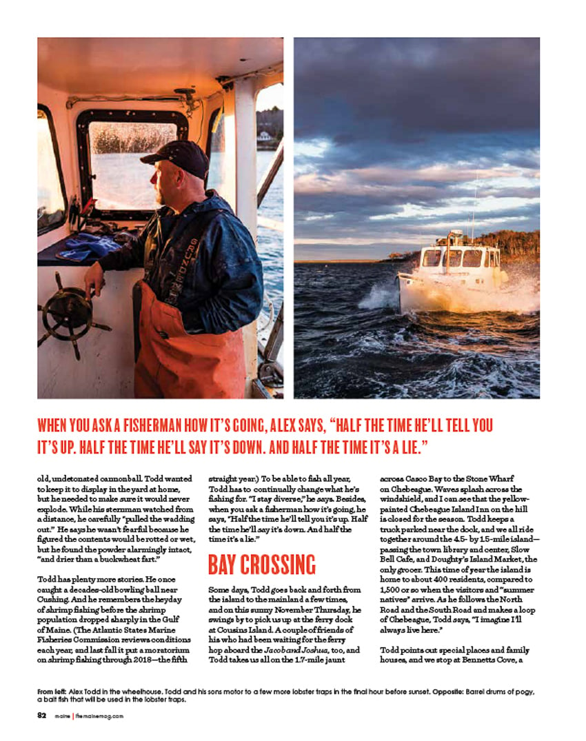 Tear sheet from Maine magazine by photographer Peter Frank Edwards.