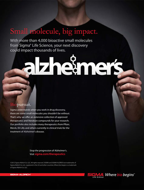 A photo for an Alzheimer's disease campaign for Sigma Aldrich by St. Louis-based food/drink and portraiture photographer Ashley Gieseking