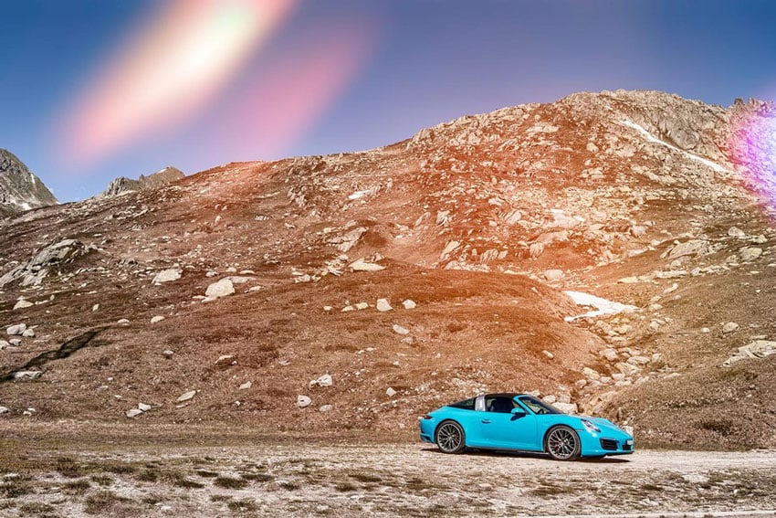 An image of a Porsche in a natural setting. Photo by Stefan Jermann.