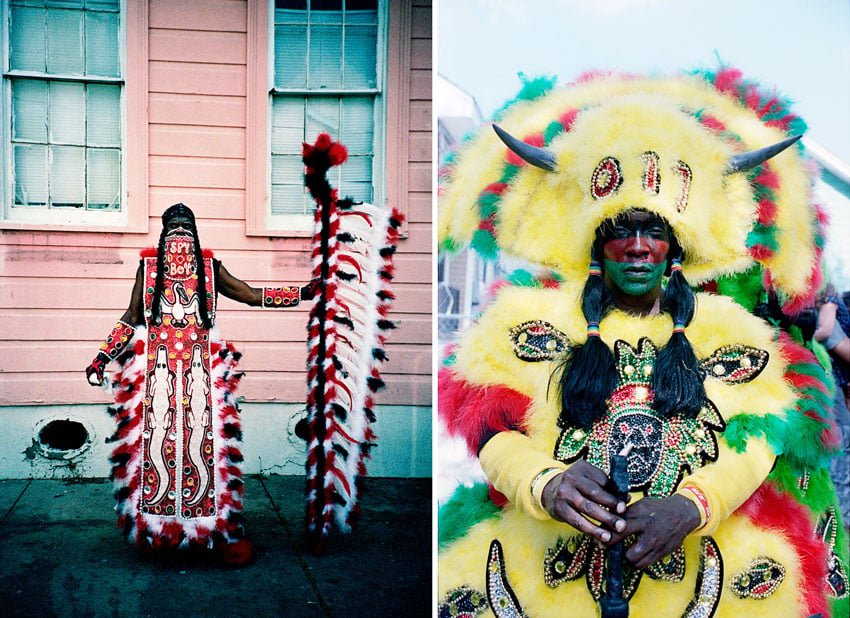 Weekly roundup: Vibrant Mardi Gras parade in New Orleans, featuring marchers adorned in captivating traditional Indian attire, photo by Webb Chappell.