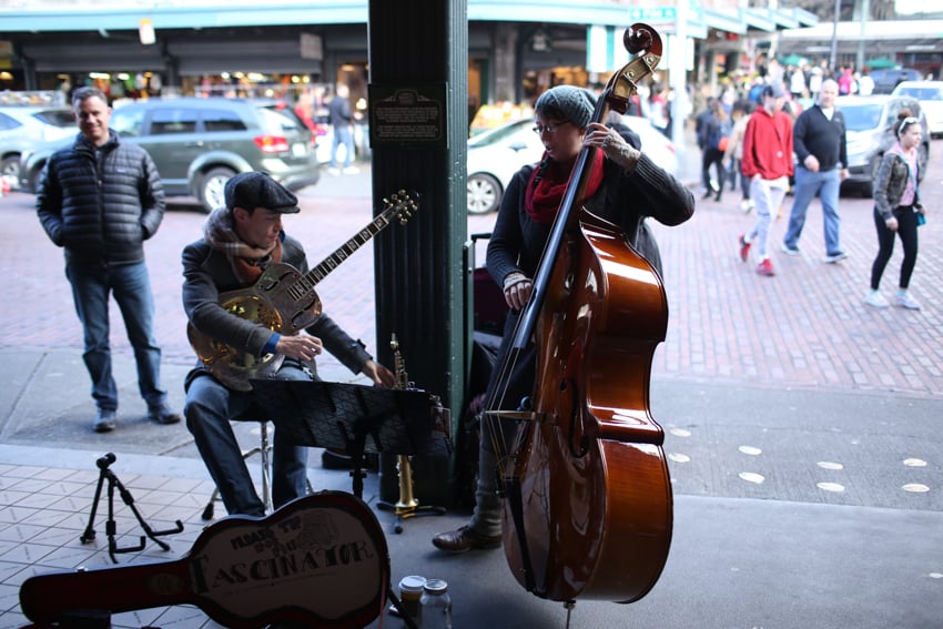 Musicians on the Street in Seattle shot by Brooke Fitts for CARA Magazine
