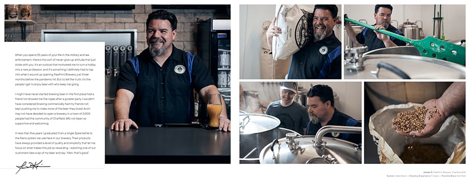 Customer story in the Spike Brewing brand book. Photographed by CJ Foeckler for Spike Brewing. 