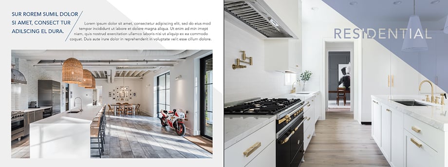 Lindsay Thompson's options for Eric Tate's new print promos featuring residential work