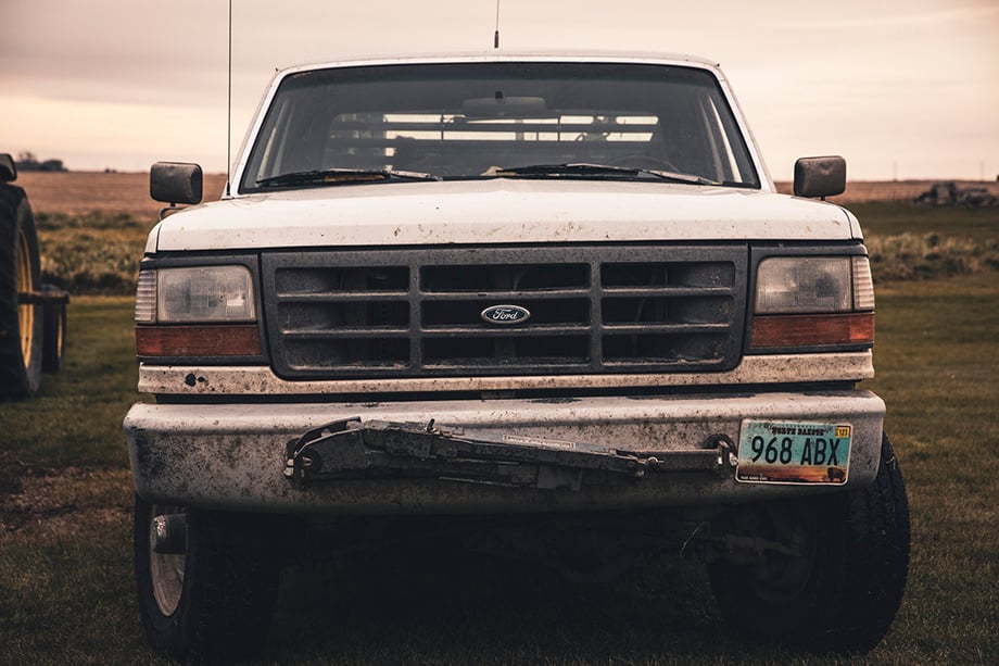 The truck that Jason used while photographing the farms. Photography by Jason Elias