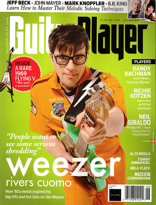 Cover of Guitar Player Magazine photographed by Sean Murphy.