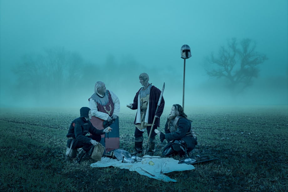 Group photo depicting mercenary scene. Photographed by Simon Plant.