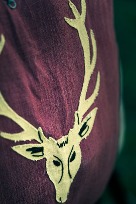 Legion of the Stag Crest being worn. Photographed by Simon Plant.