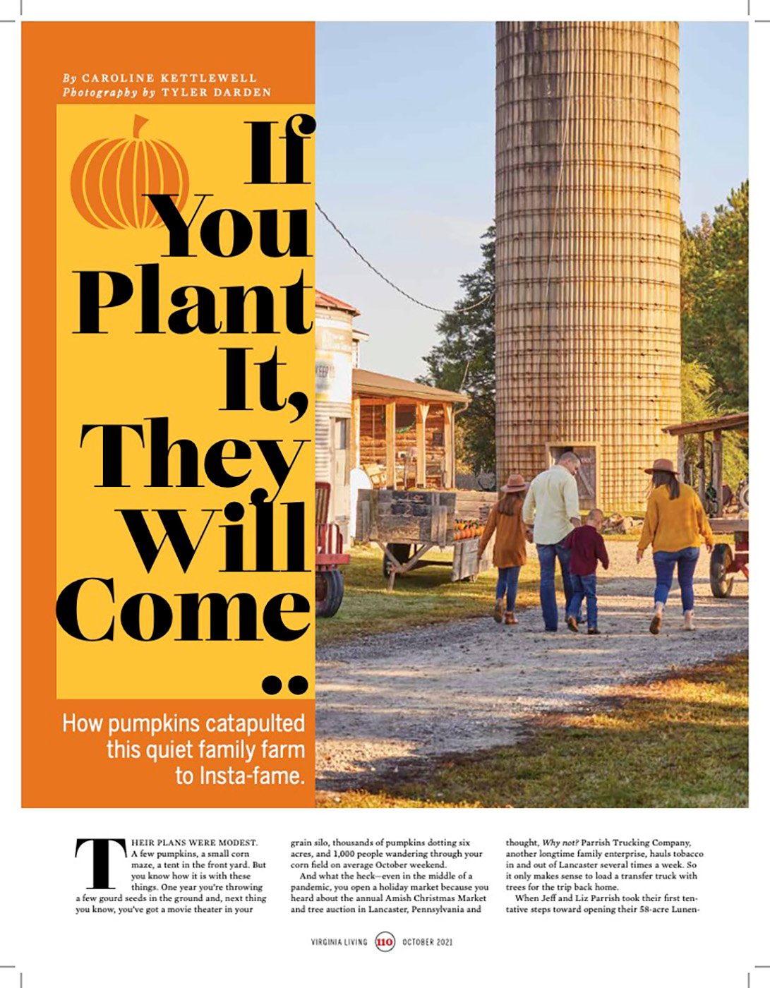 Tear sheet of Virginia Living magazine story on Parrish family farm shot by Tyler Darden.