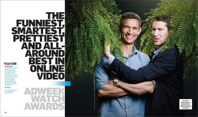 Los Angeles-based commercial, portrait, and editorial photography team Rickett + Sones cover for Adweek featured Scott Aukerman, co-creator of “Between Two Ferns.”