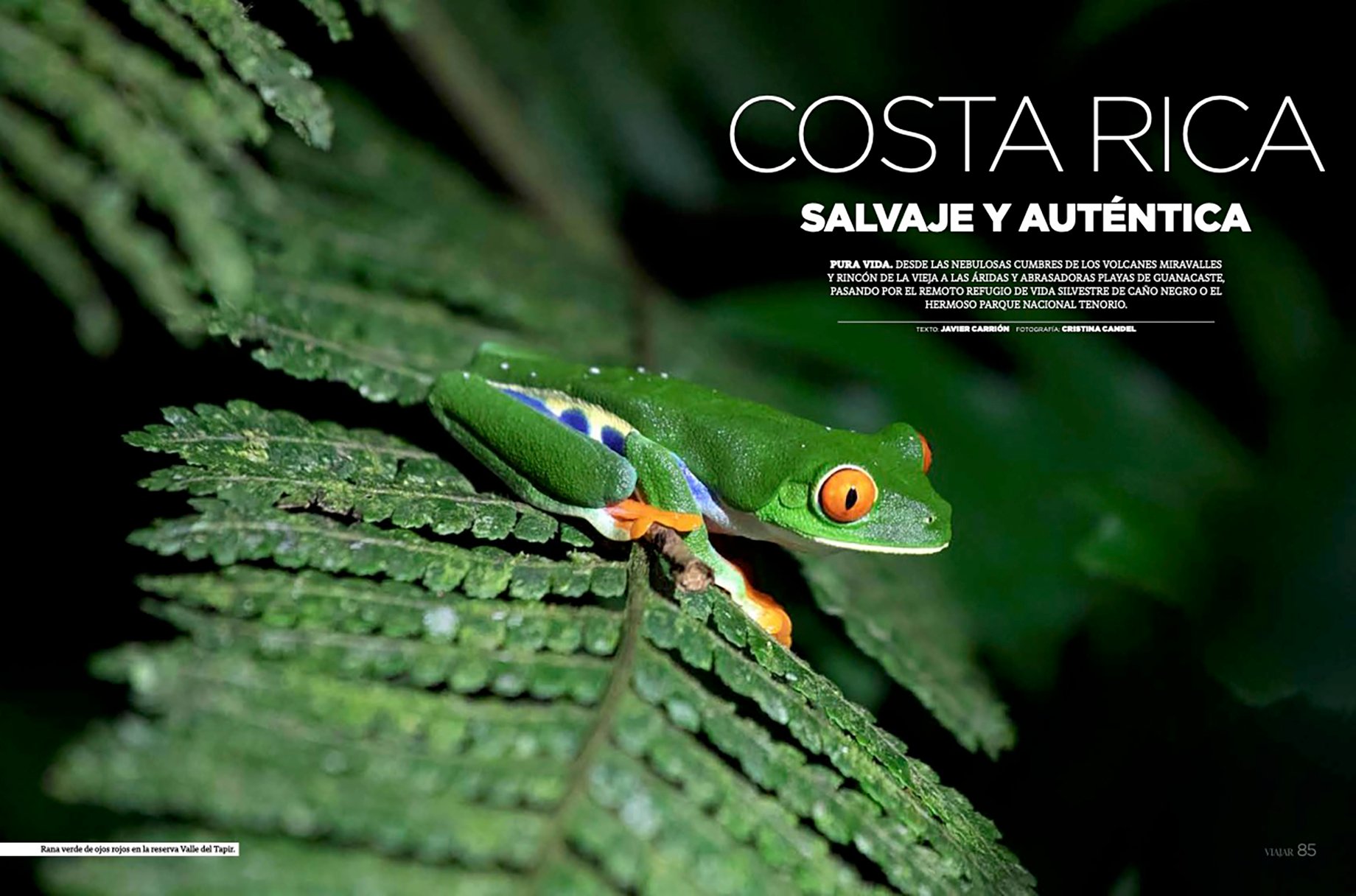 Tear sheet of Viajar magazine feature on Costa Rica shot by Cristina Candel
