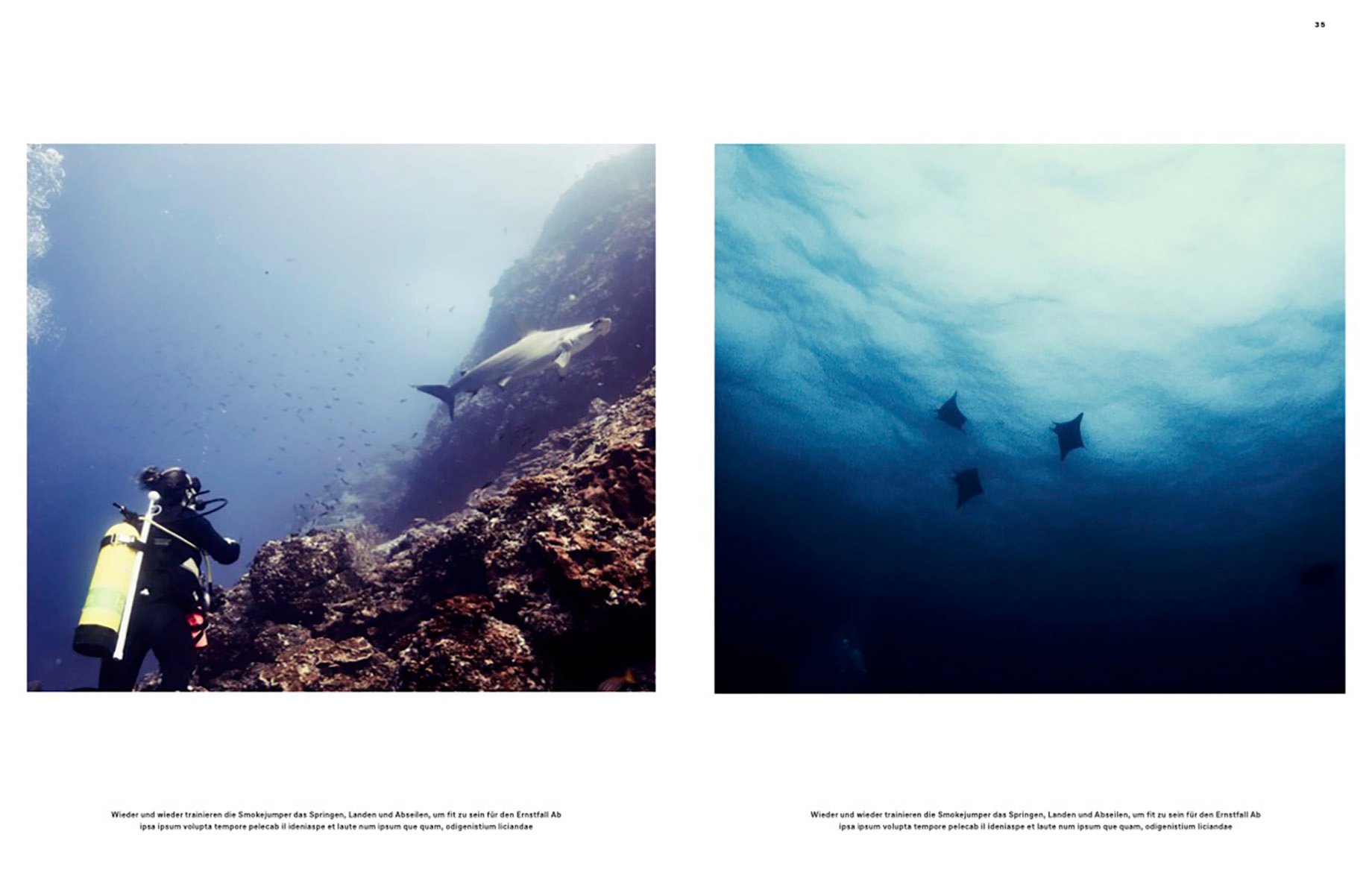 Tearsheet of Cocos Island shot by Julian Walter for Lufthansa magazine