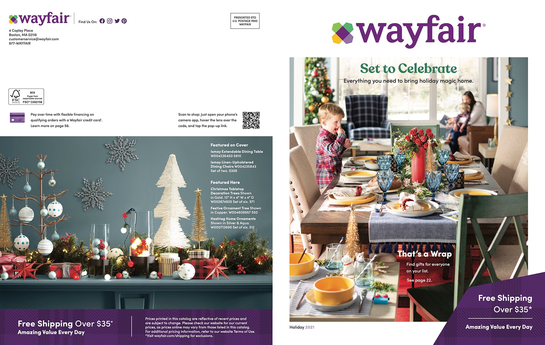 Tearsheet of Wayfair's holiday catalog shot by Amy Rose Productions