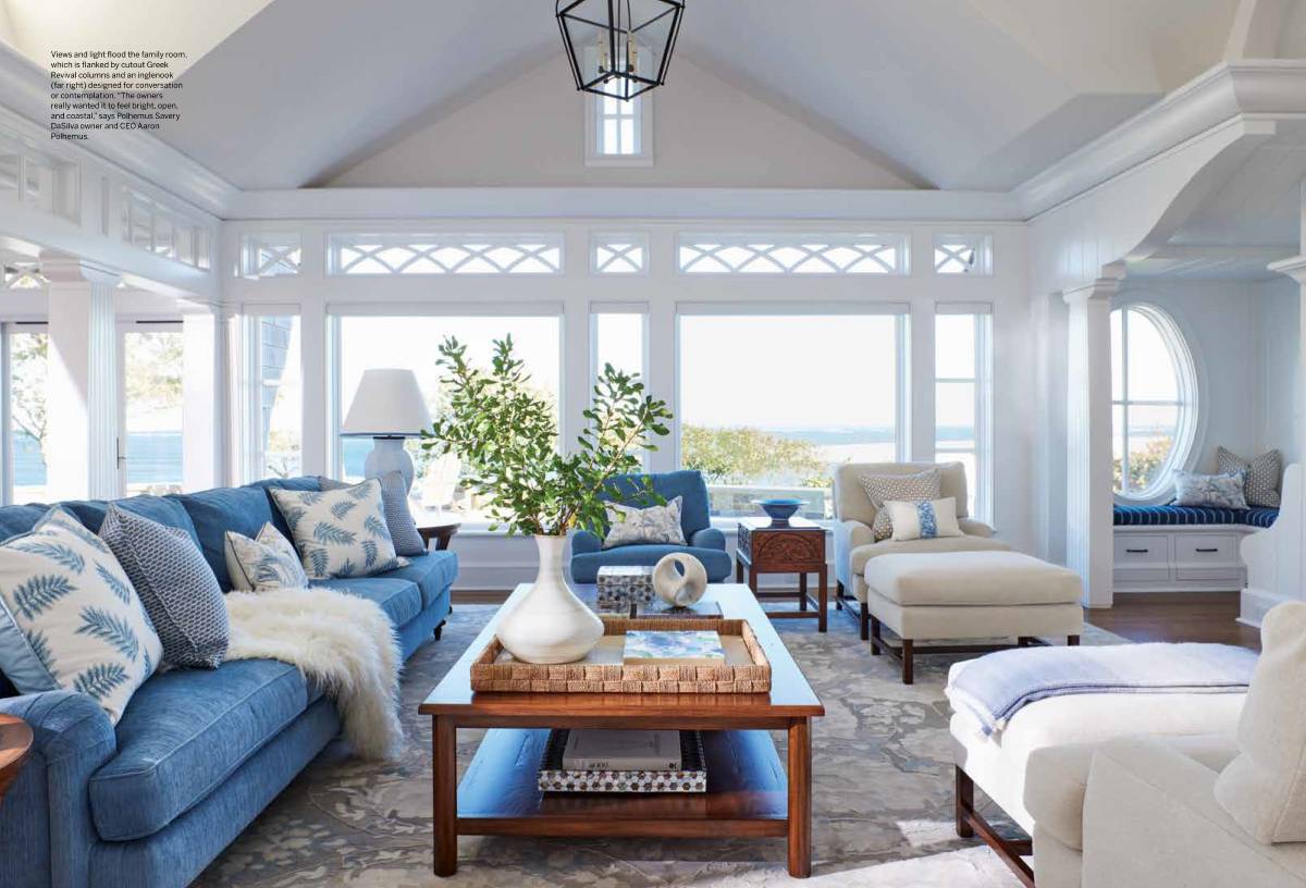 Tearsheet of a bright, wide living room overlooking the coast.