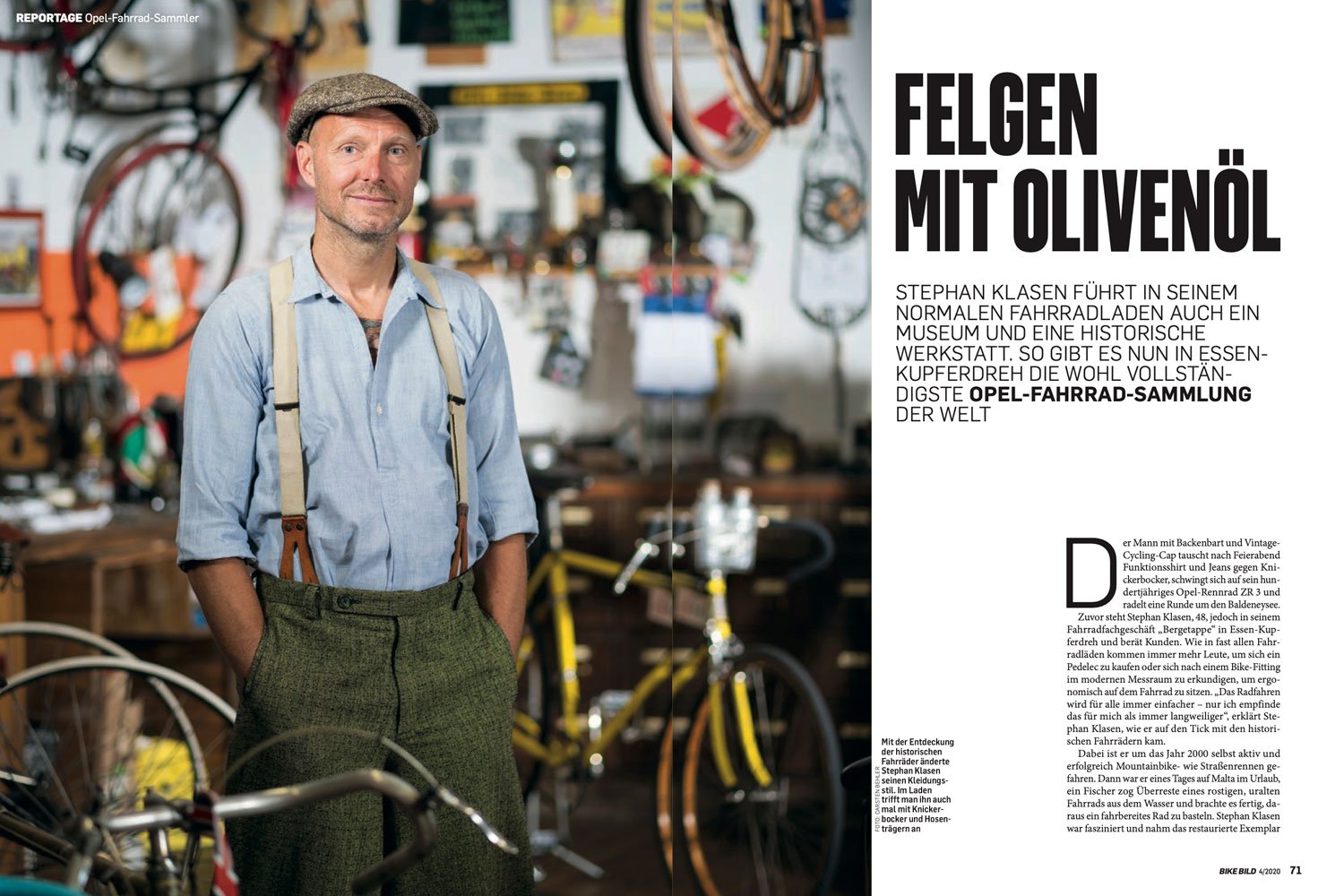 Photo Tear One by Carsten Behler for BIKE BILD showing Stephan Klasen in his bicycle workshop