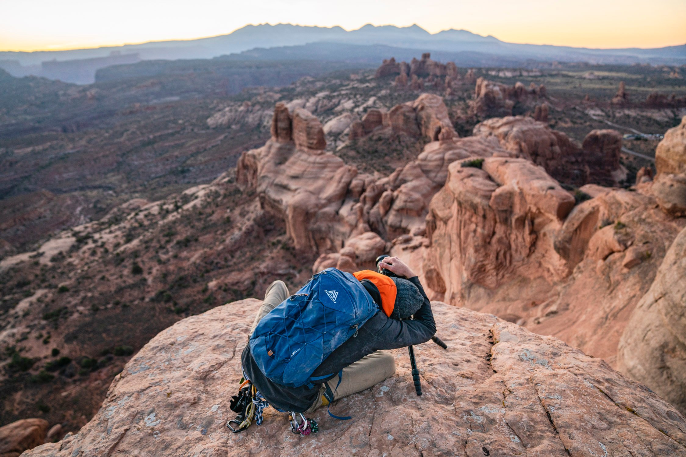 Dalton Johnson photographs expanse of mountains in Moab for Gregory Packs and Coalatree