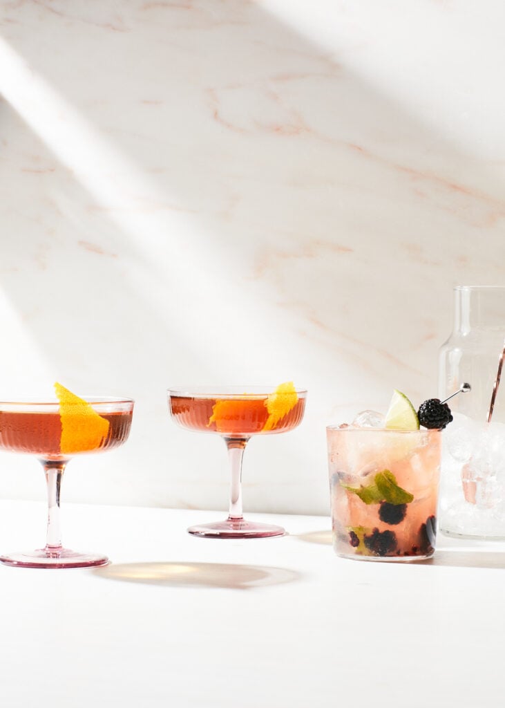 Three pretty pink cocktails by Evi Abeler of New York, New York