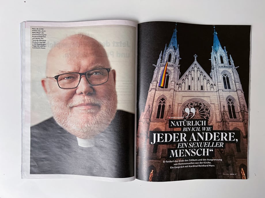 Tearsheet from Stern magazine of Cardinal Reinhard Marx shot by Robert Brembeck.