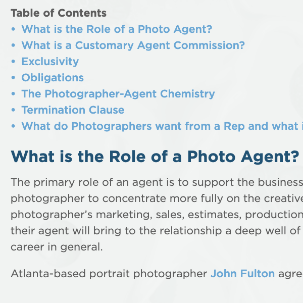 Expert Advice: The Photographer-Agent Relationship