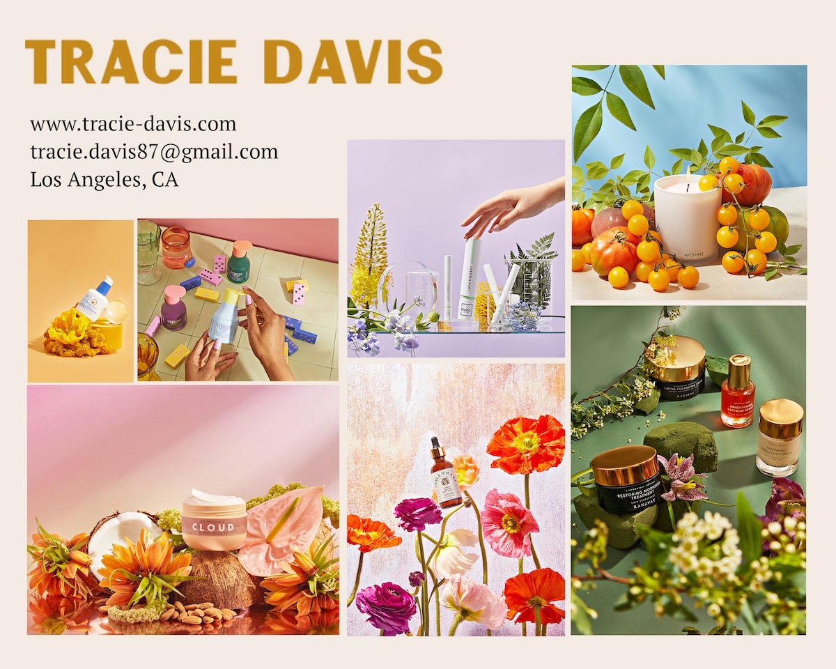 One of the three layouts Tracie Davis created with Eloísa Garcia during their Client List Build journey, depicting beauty photography.