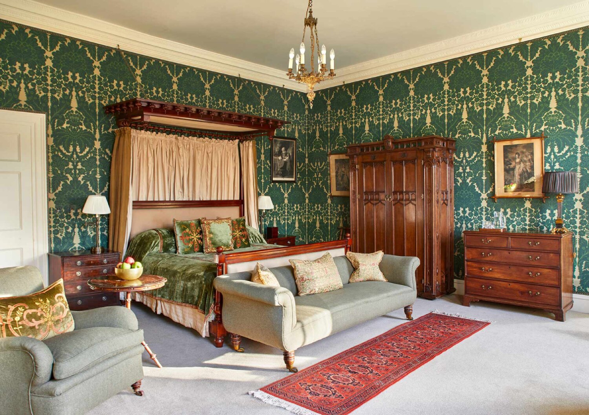 A color photo by Interiors photographer Astrid Templier of an ornately decorated hotel room.