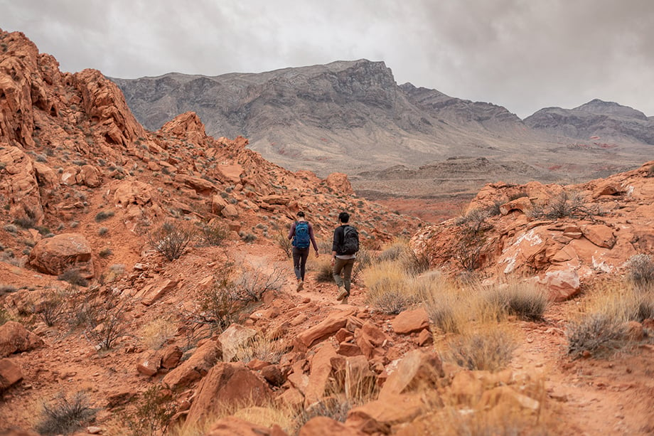 Hikers at The Valley of Fire State Park. 