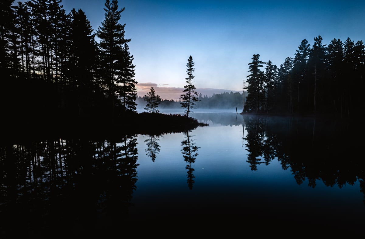 A landscape photo of the lake and forest by Chris Bennett.