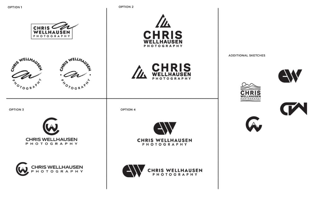 The array of logo design options created by José Silva.