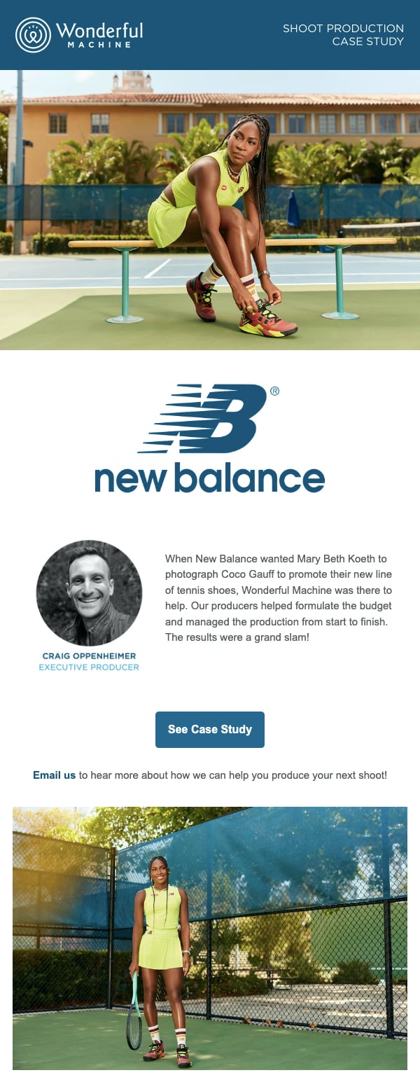Shoot Production: Coco Gauff for New Balance emailer