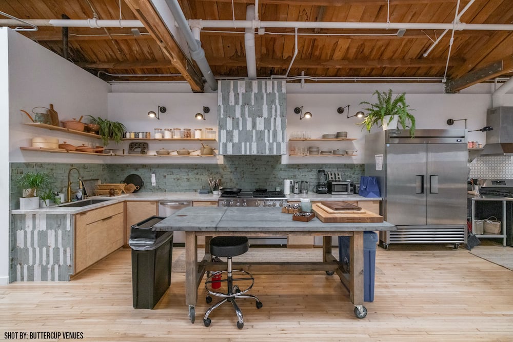 The kitchen space at Historic Hudson Studios in Los Angeles.