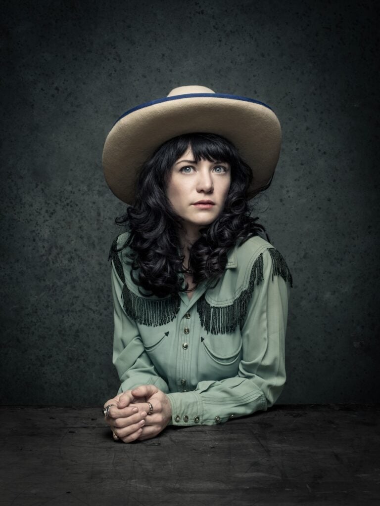 American singer-songwriter and artist Nikki Lane posing for a picture shot by Dan Winters.