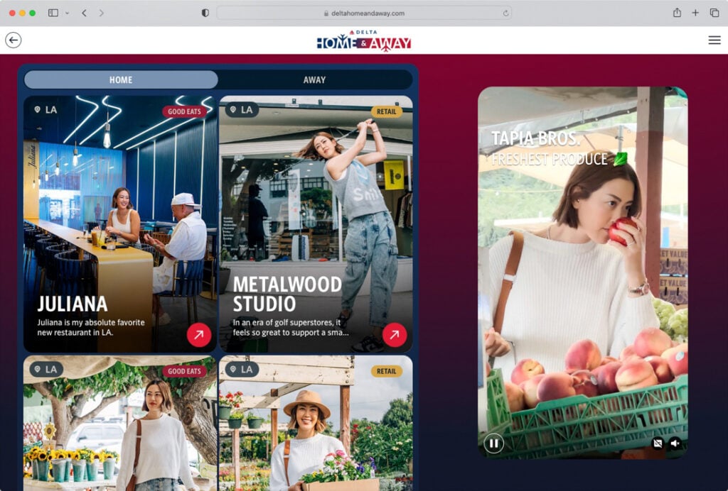 A screen shot of photos of Michelle Wie West by Inti St. Clair on the Delta Home and Away website.