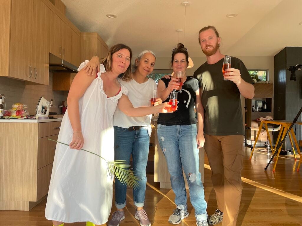 The crew behind the imagery of Ivy Manning's cookbook, "Tacos A to Z: A Delicious Guide to Nontraditional Tacos," prop stylist Anne Parker, photographer Dina Ávila, author Ivy Manning, and Dina's assistant Eric Fortier.