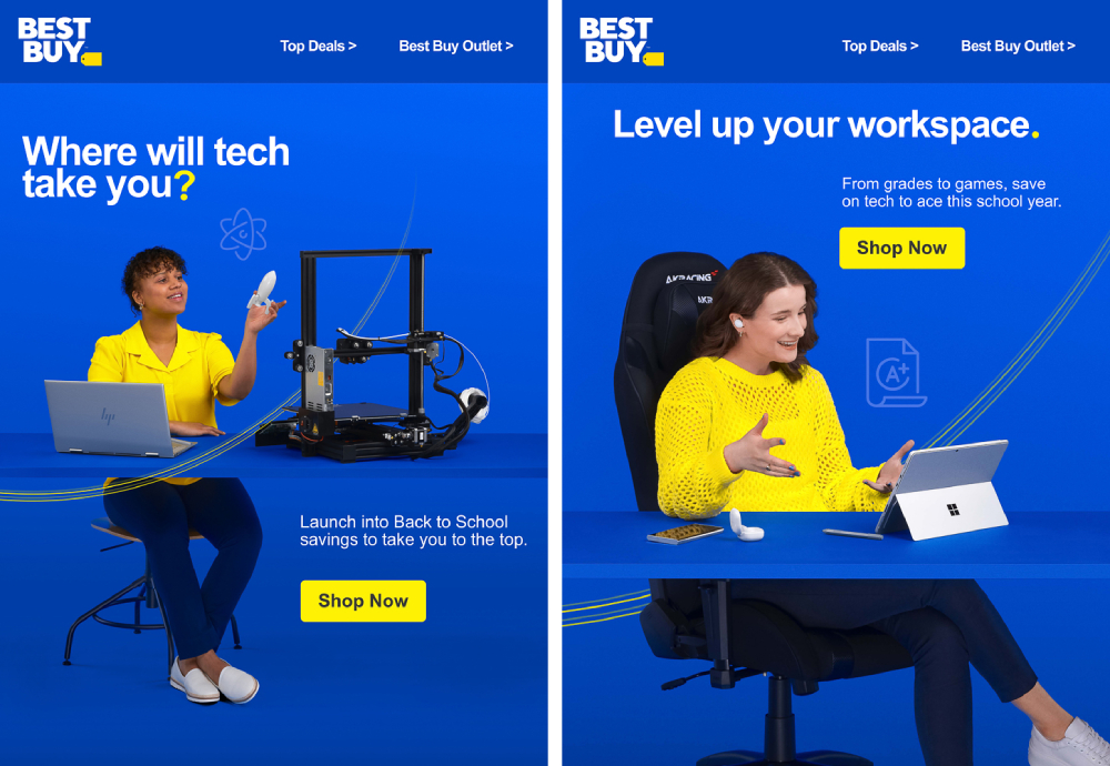 Photos of two women using tech products taken by Vancouver-based Erich Saide for Best Buy Canada. 