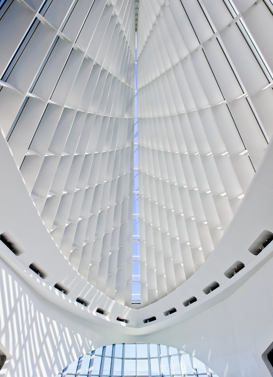 A color upward shot of an interior ceiling by FRAME Studios.